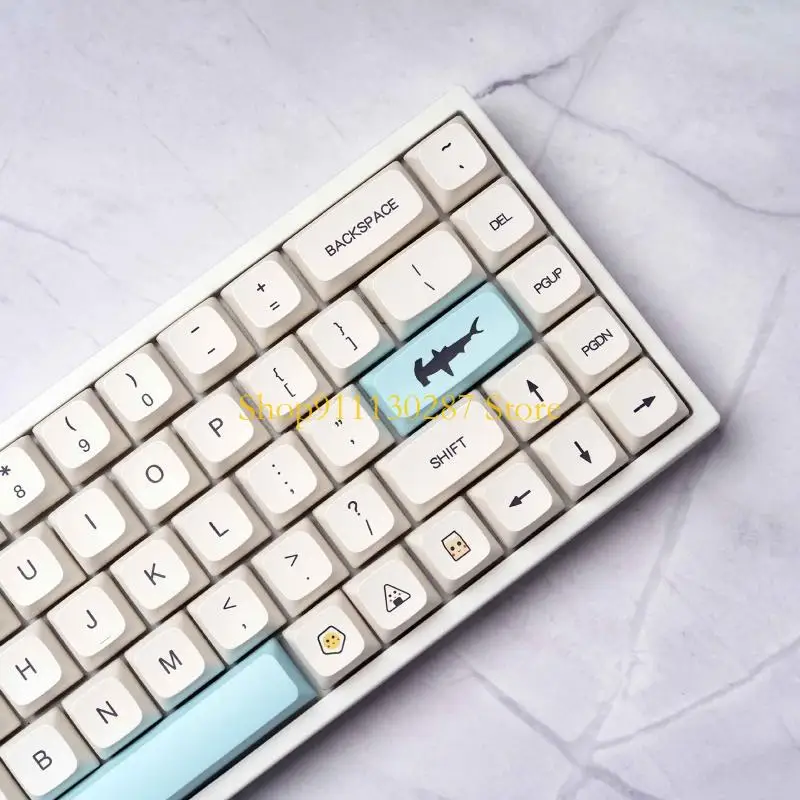 J1HC 135Pcs PBT Dye Sublimation Keycap Sea Salt for Key Cover for Mechanical Keyboard
