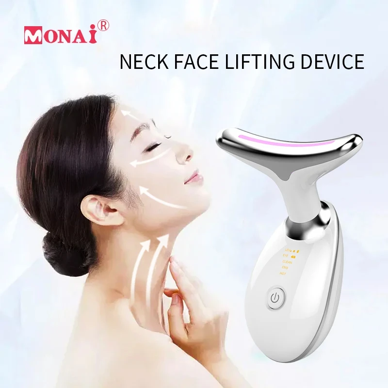 LED Photon Therapy Face Neck Massager, Pele Aperte Massagem, Reduzir o Queixo Duplo, Anti Rugas, Remover Dispositivo de Beleza, Ferramentas de Cuidados com a Pele