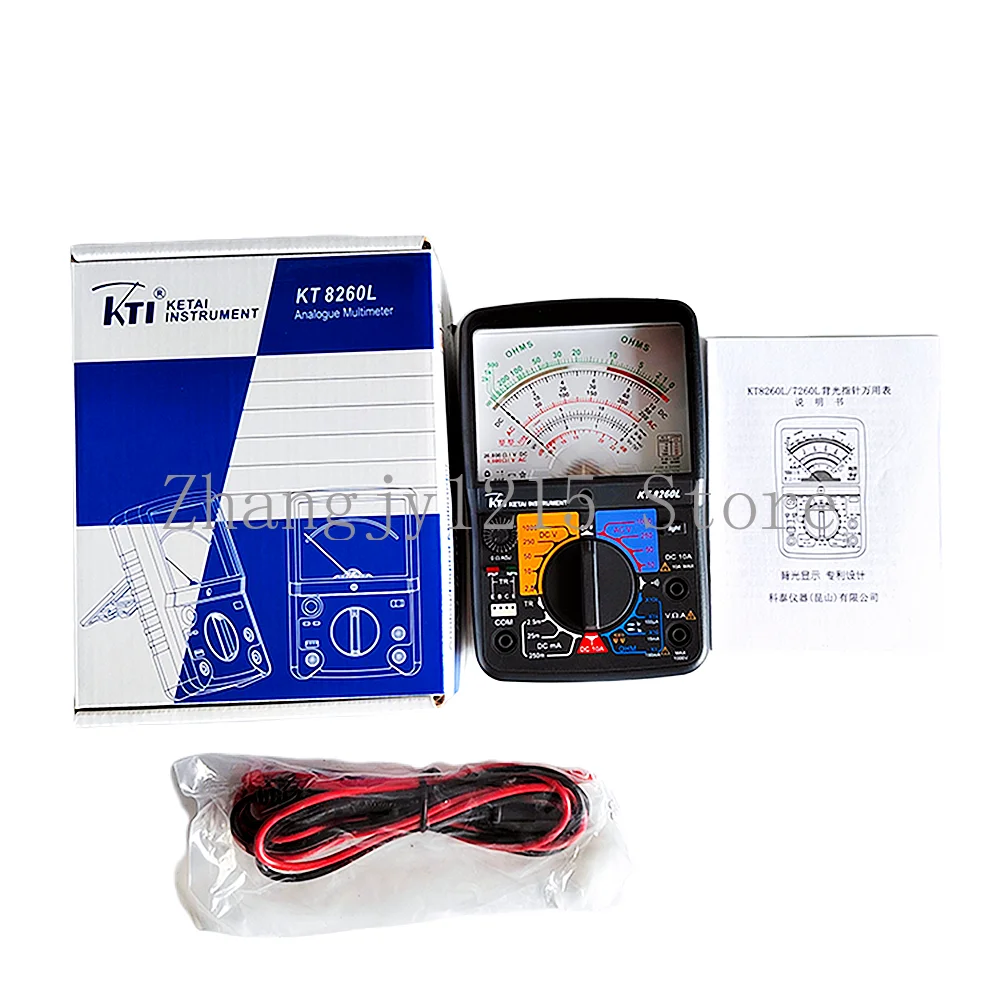 KT8260L Analog Multimeter High Precision Handheld AC/DC Voltage Tester 1000V 10A 20MΩ Resistance with Backlight Pointer Display