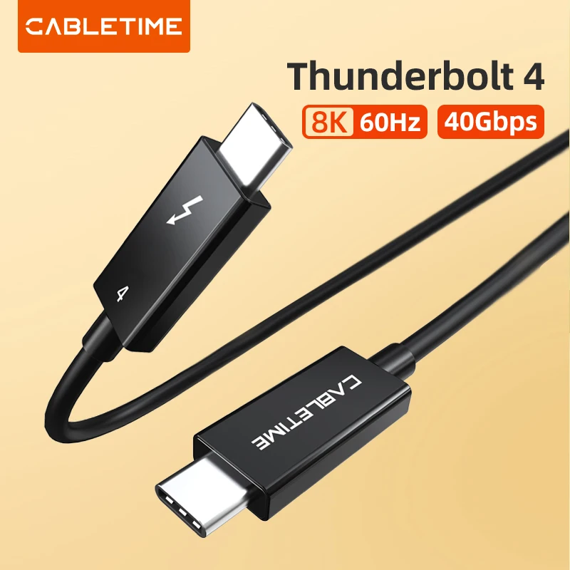 

Кабель CABLETIME Thunderbolt 4 USB C, Тип C, 8K, 60 Гц, PD100W, 40 Гбит/с