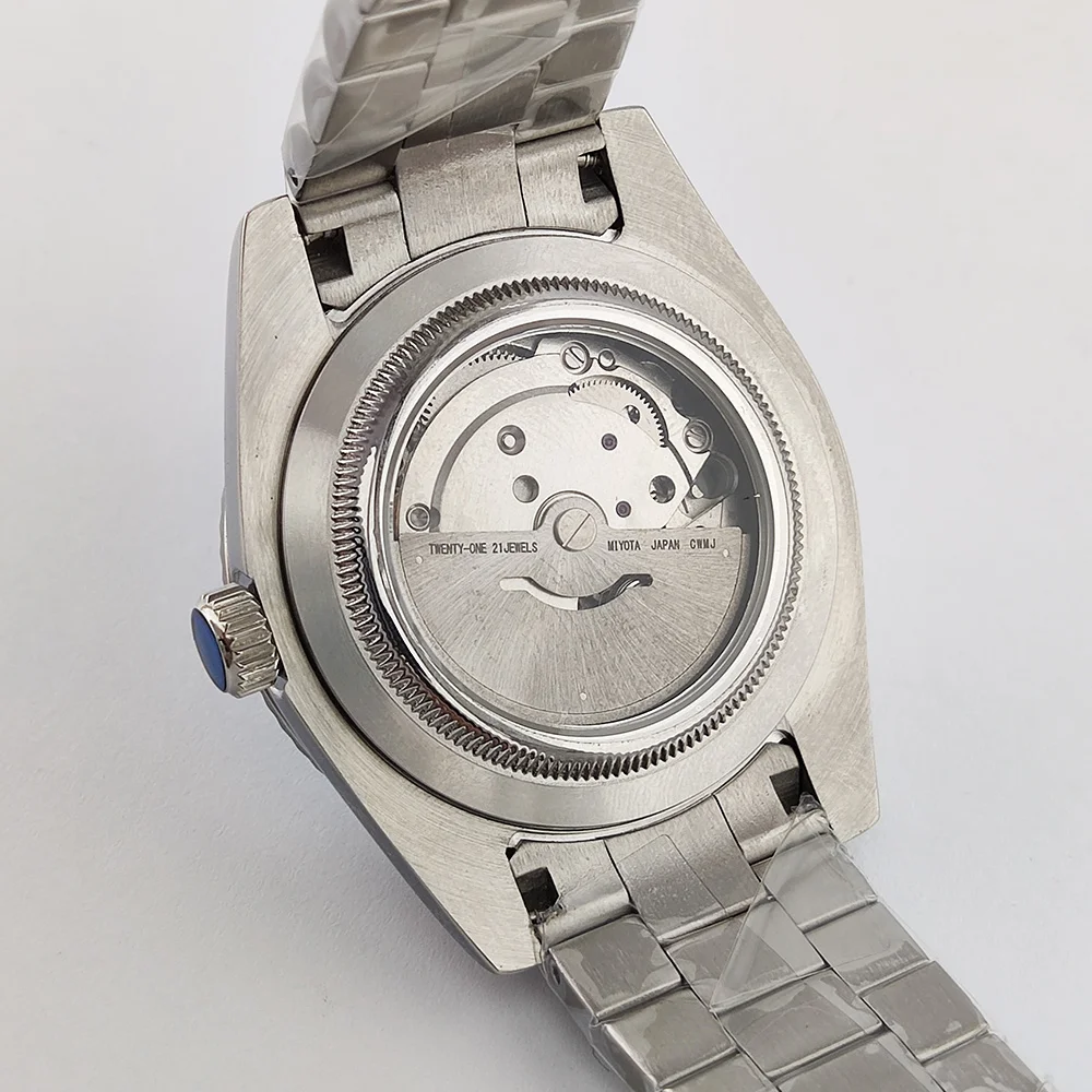 Zegarki męskie 36/39mm MIYOTA8285 automatyczne mechaniczne srebrne zegarki ze stali nierdzewnej szafirowe szkło wodoszczelne zegarek męski