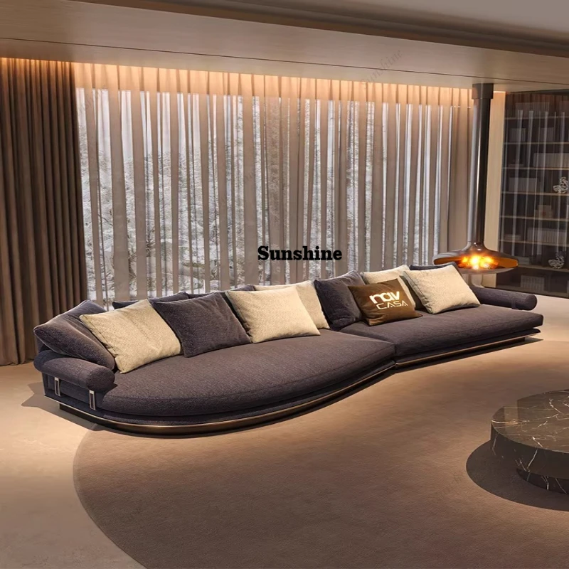 

Italian minimalist sofa, special-shaped concubine, ultra-wide seat, deep lambswool fabric, large living room