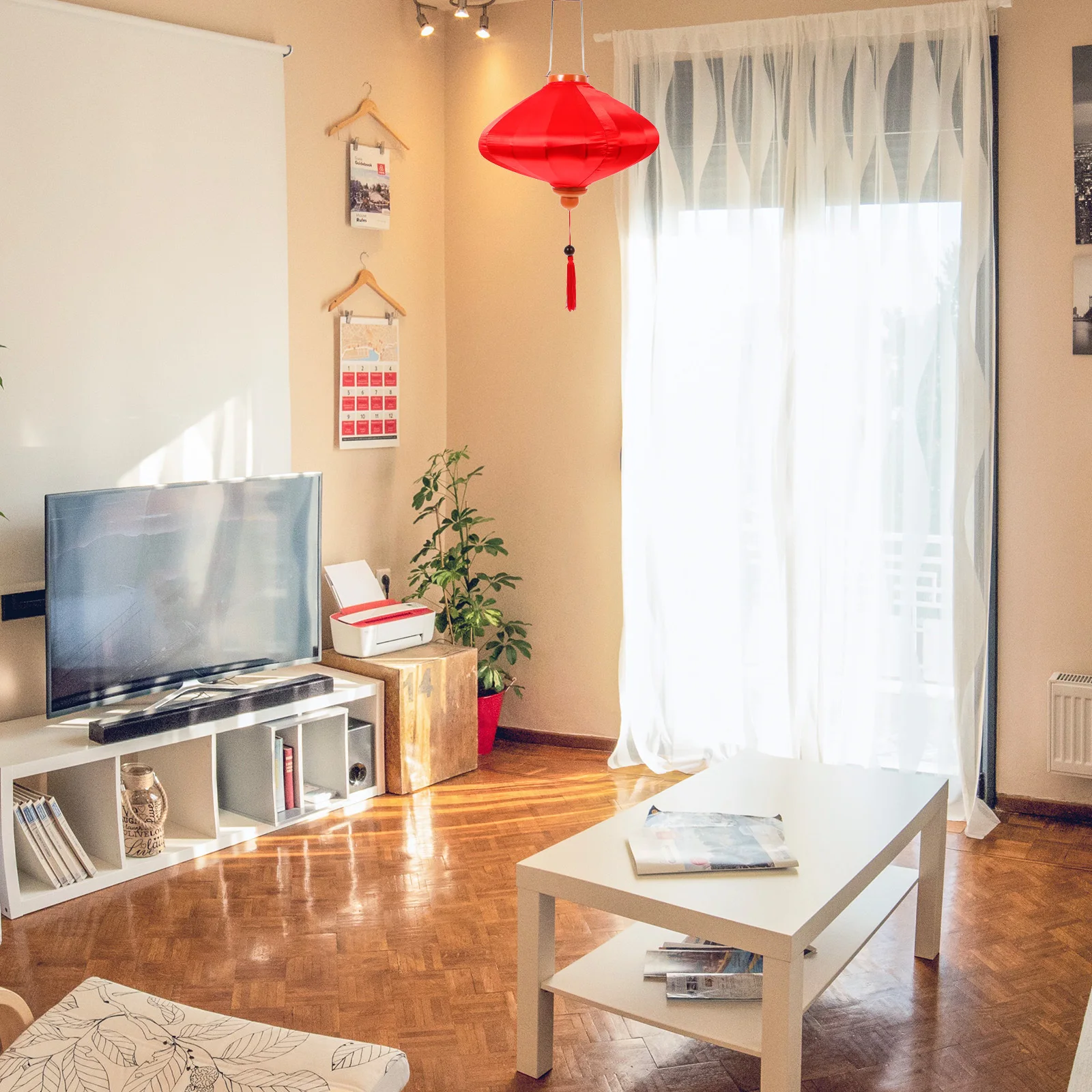 

Lantern Decoration Asian Lanterns Diamond Chinese New Year Decorations Hangings Oval Cloth Decorative