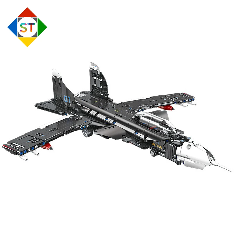 58138 Air Force Military Weapon Building Blocks Su-47 Forward swept Wing Fighter War Bricks Toys Educational Toys For Boys Gifts