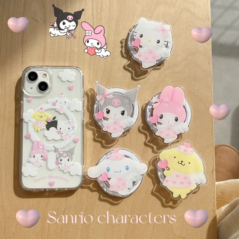 New Sanrio Melody Kuromi Cinnamoroll Magnetic Bracket Magsafe Wireless Charge Phone Case For iPhone 15 14 13 12 11 Pro Max Cover