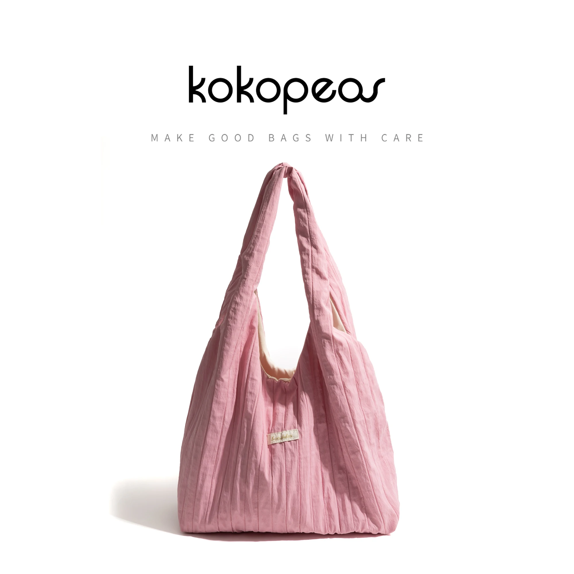 

KOKOPEAS Women's Striped Pleated Handbag Solid Color Nylon Lightweight Simple Casual Phone Purse Fashion Underarm Shoulder Bag