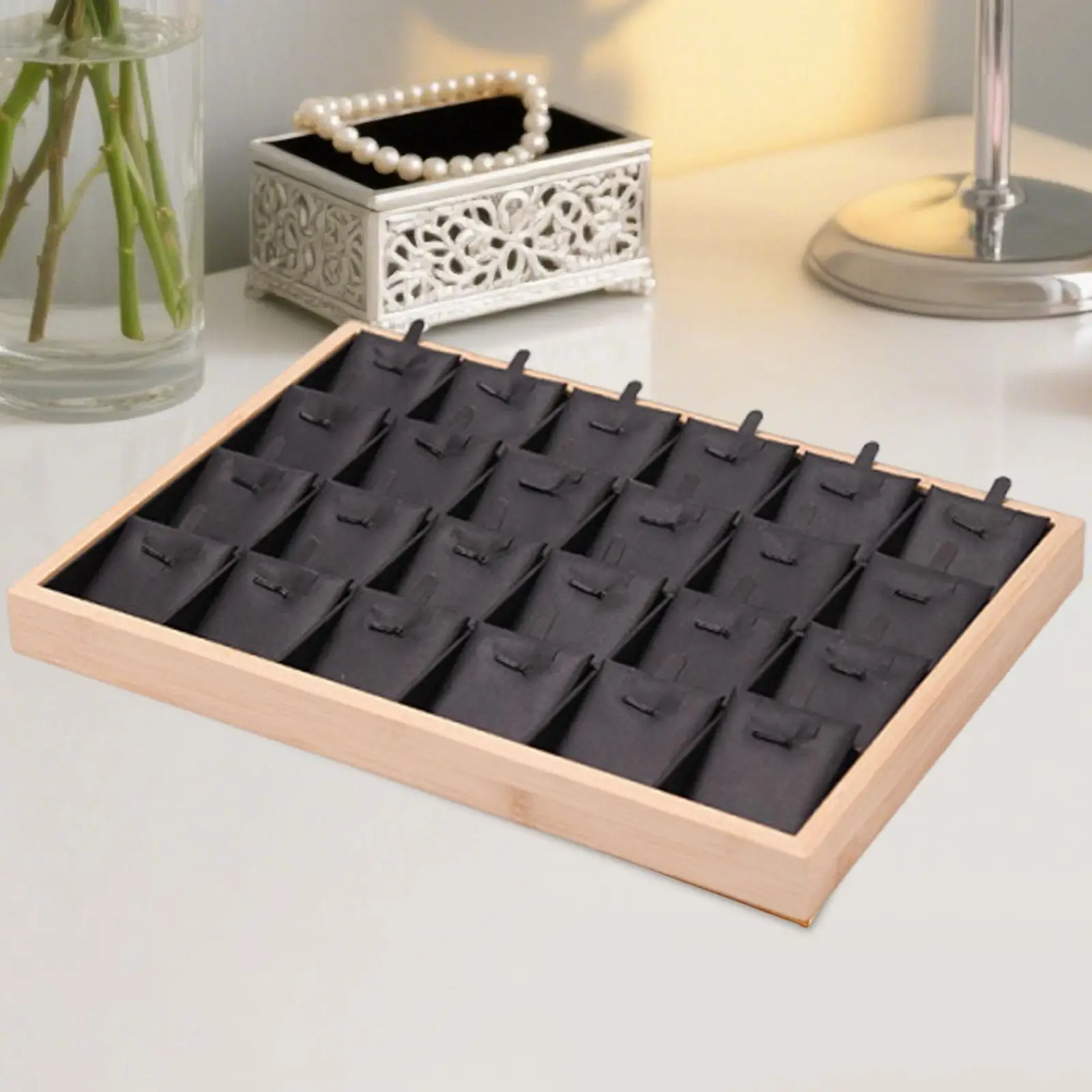 

Jewelry Tray 24 Individual Compartment Multipurpose Portable Holder Organizer Storage Case Jewelry Box for Necklace Girlfriend