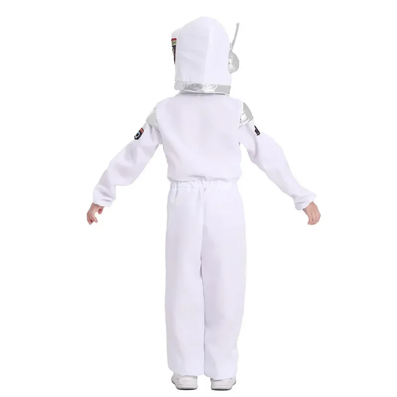 EE01 Child Astronaut Costume Spaceman Fantasy Jumpsuit School Performance Costume Halloween Cosplay Hooded Suit Free White GIo0！