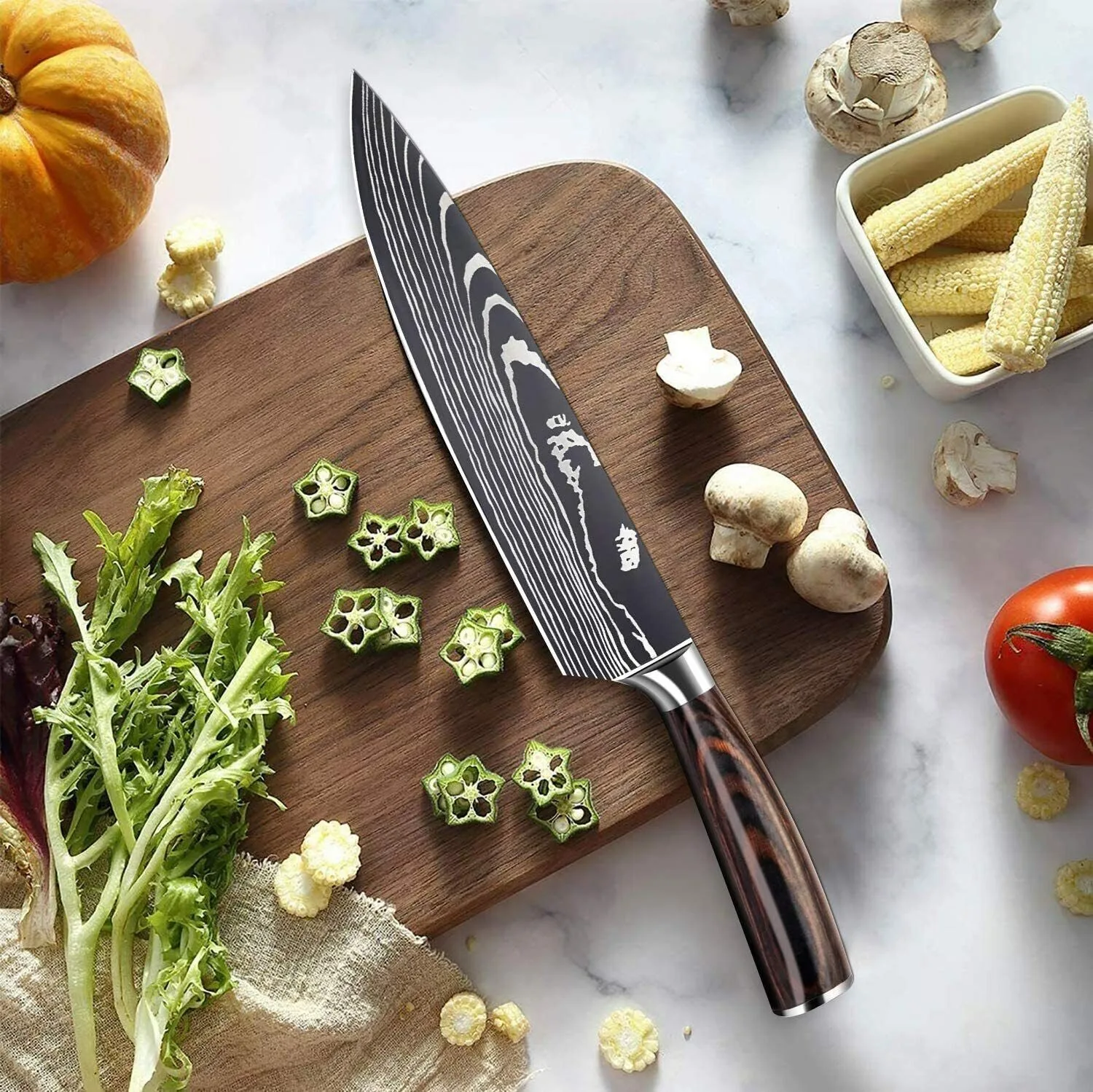 10 Styles Gift Box Kitchen Knife with Cover 7CR17 Stainless Steel Ultra-Sharp Santoku Knife Cleaver Slicing Utility Fruit Knife