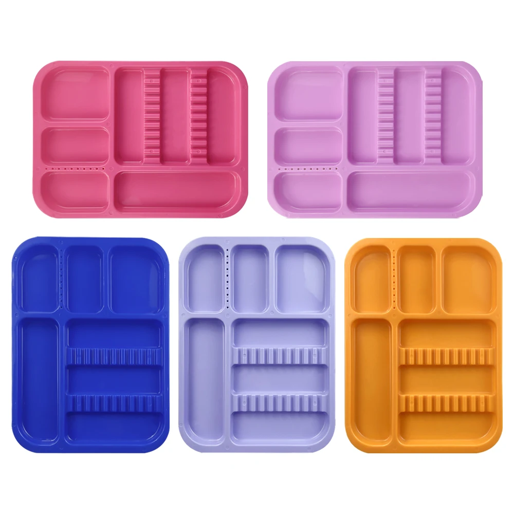 Autoclavable Instrument Colorful Tray Dental Split Management Trays Medical Flat Tray Dentist Mouth Mirror Tweezer Storage