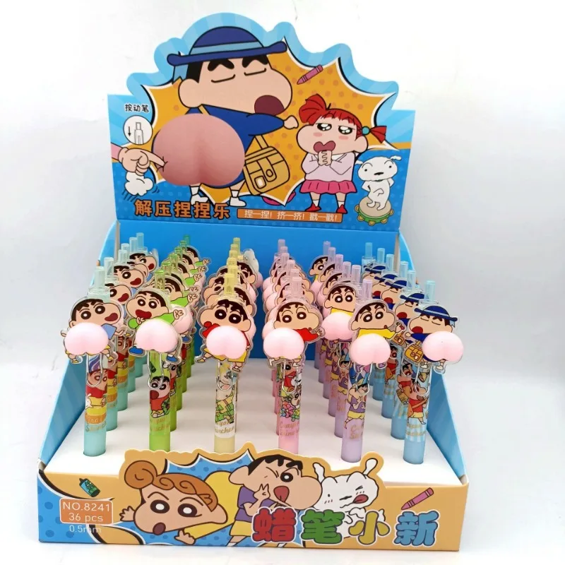 Cartoon Anime Crayon Shin chan PP Patch Pen Student Soft Cute capybara Silicone Stress Relief Press Neutral Pen Christmas Gift