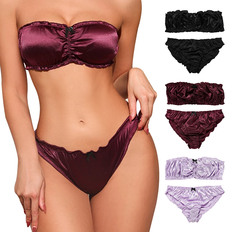 Hot Sale Strapless Underwear Set Bralette Seamless Bra Brasier Tube Top No Pad Bodycon Bandeau 2 Pieces Women Bra Set