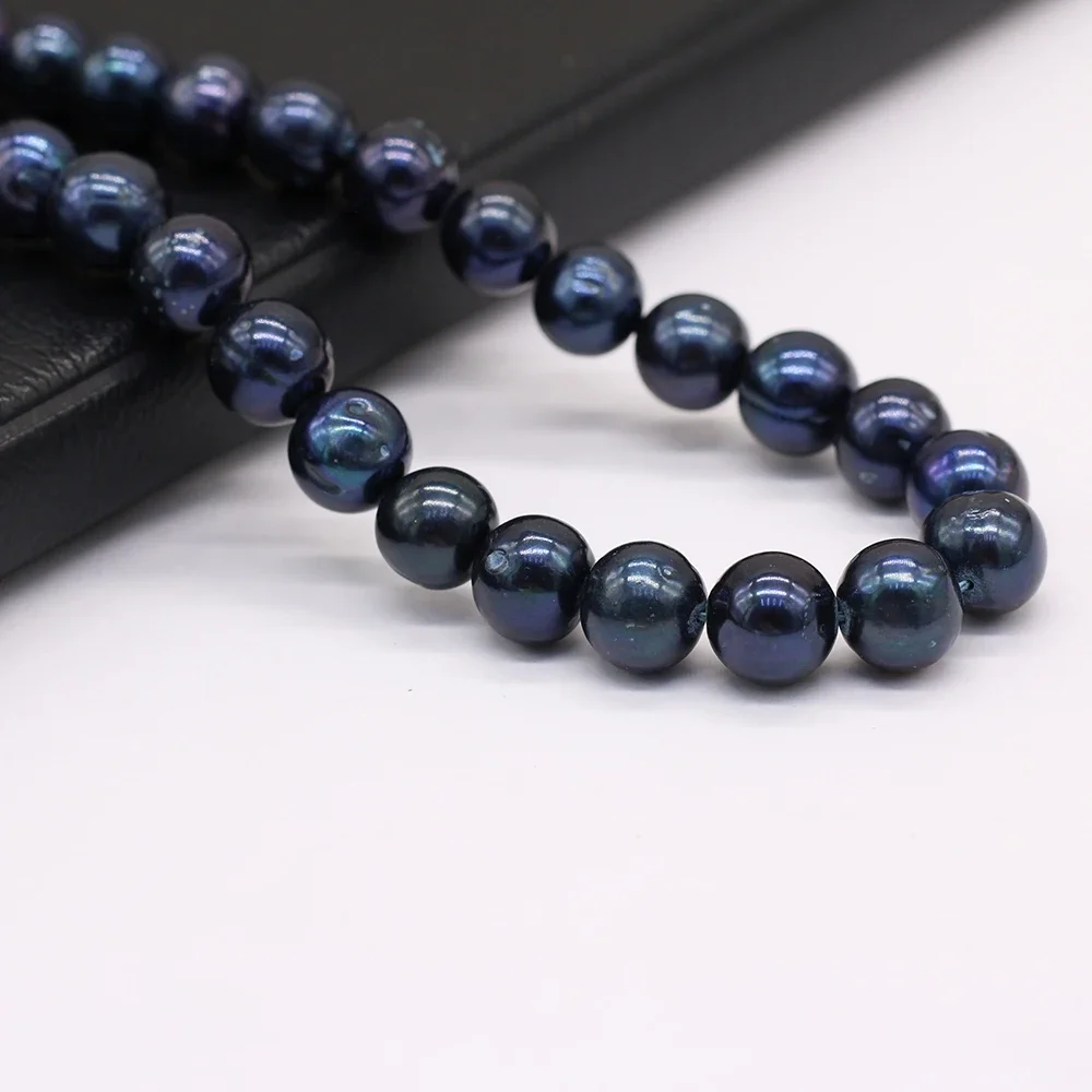 Quality Natural Freshwater Pearl Black Round Bead Loose Pearls Beads For DIY Craft Charm Bracelet Necklace Jewelry Making 8-9mm
