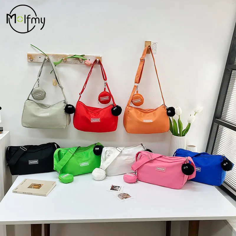 

Оксфордская сумка через плечо с кошельком для женщин, многофункциональные дизайнерские сумки на плечо, большая вместительная студенческая сумка-шоппер, кошельки 2025