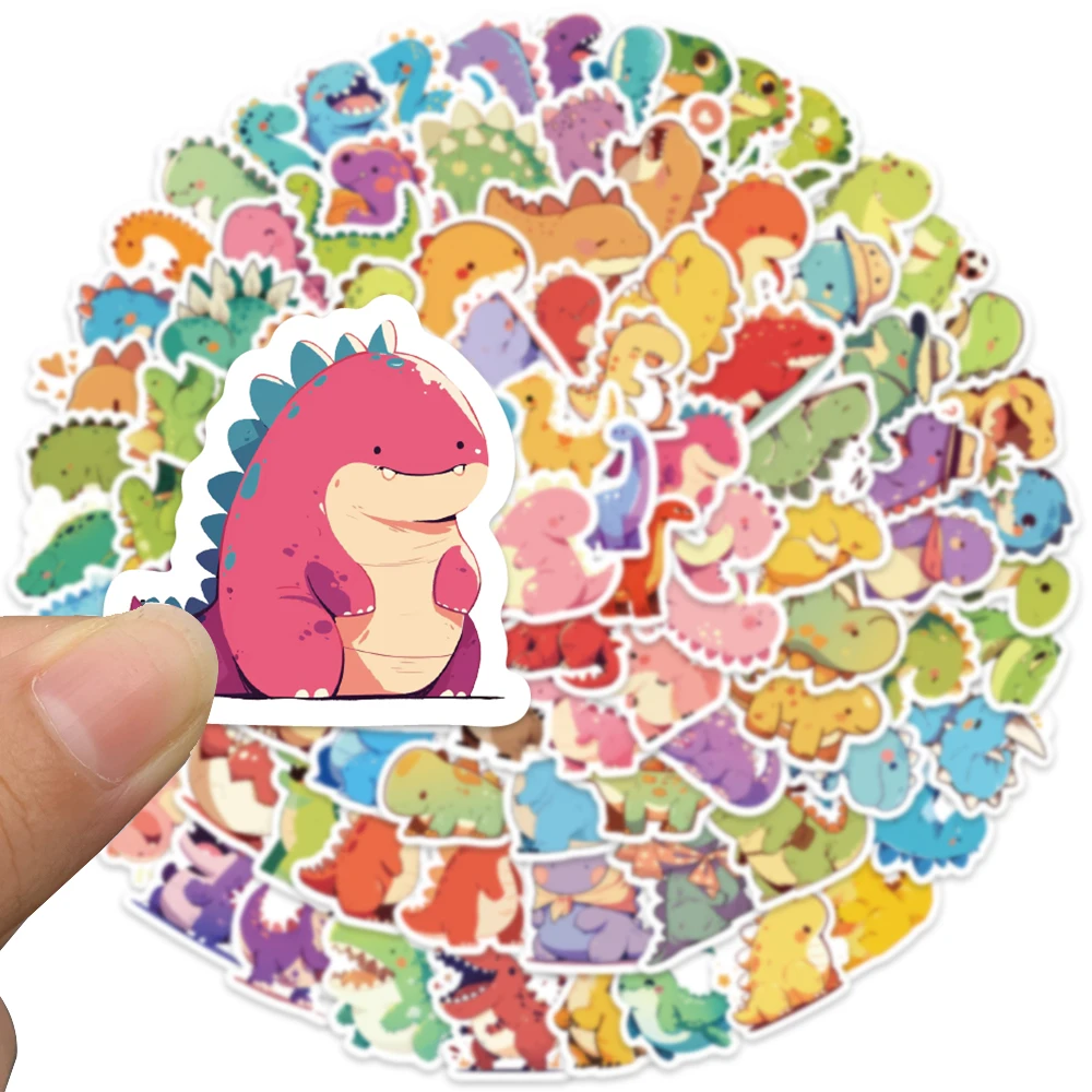 100pcs Mini Size Cute Cartoon Dinosaurs Stickers Kids Students Reward Decals Luggage Laptop Water Bottle Vinyl Bicycle Stickers