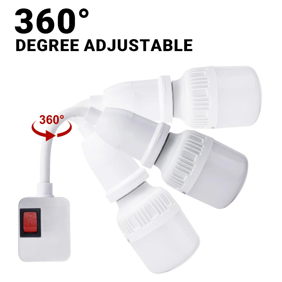 E27 Lamp Base Flexible Bendable Light Socket Adapter With US Plug Switch Mobile Test Lamp Holder For LED Table Lamp