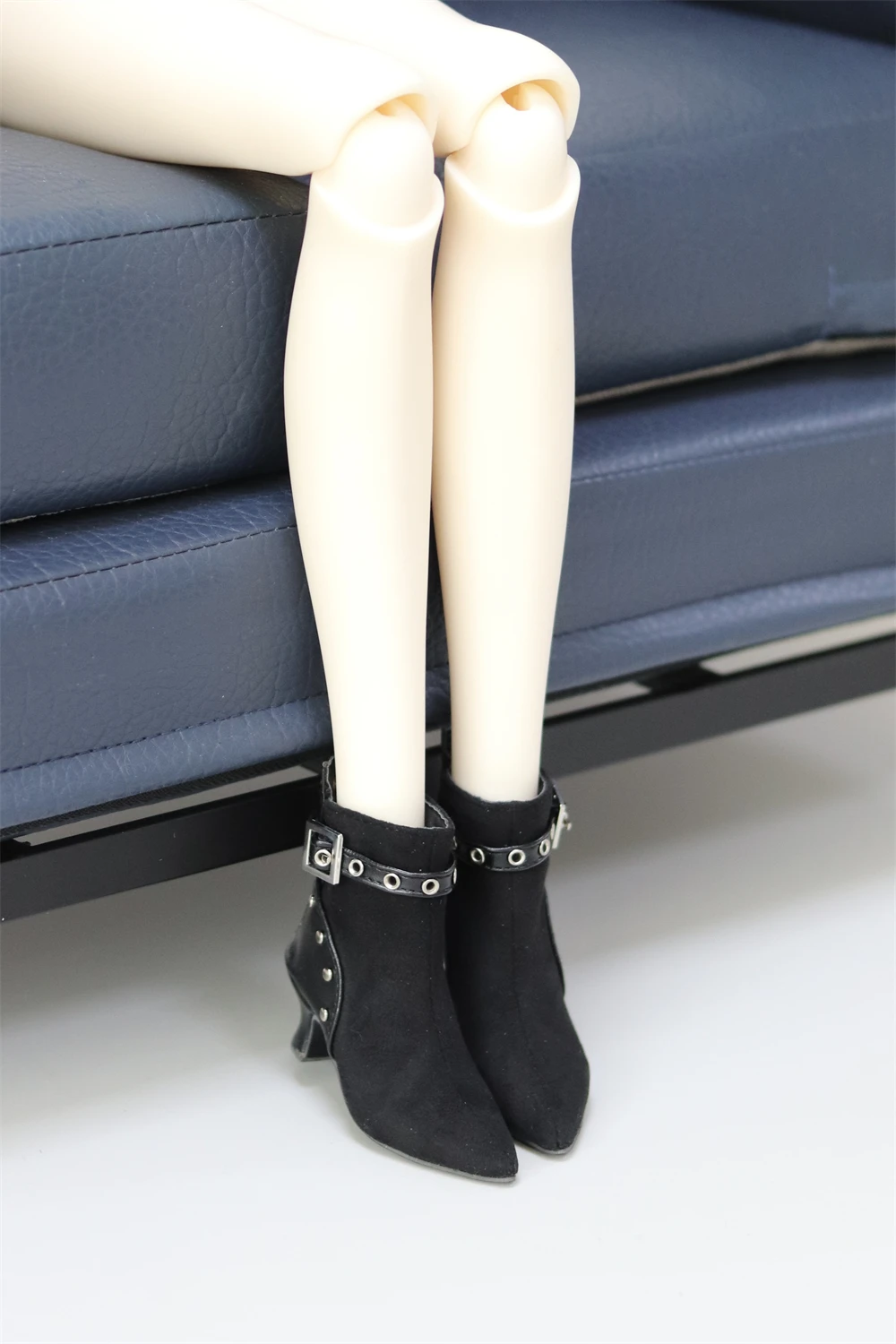 BJD Doll Shoes Toy Girls Black Rivet Square Buckle Soft Stain Elegant 1/3 Pointy Toe High Heels Gift High Boots Doll Accessories
