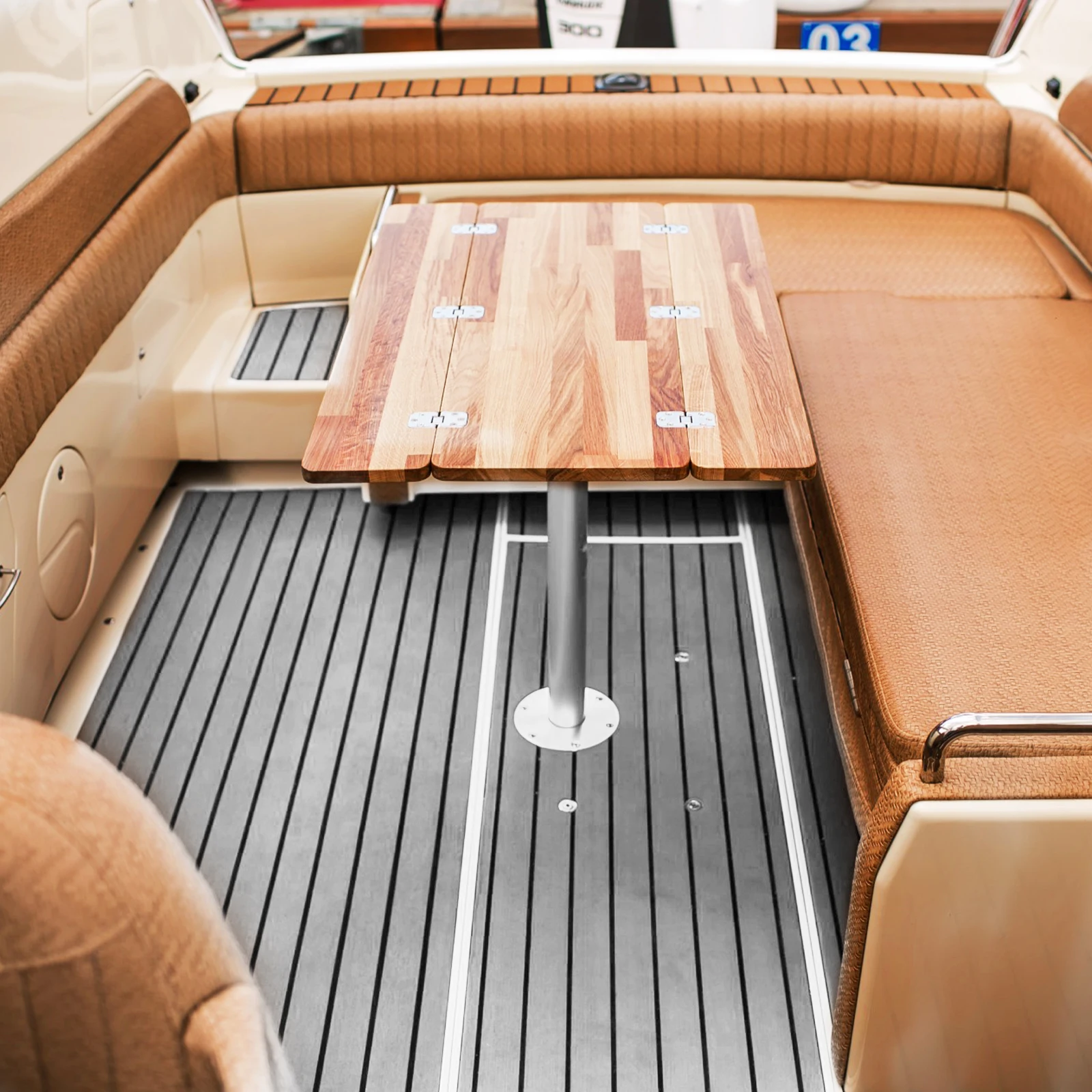 Boat Flooring Sheet 2.4m Self-Adhesive EVA Foam Boat Flooring Non-Slip Carpet for RV Yacht Kayak Sea Deck Faux Teak Marine Mat