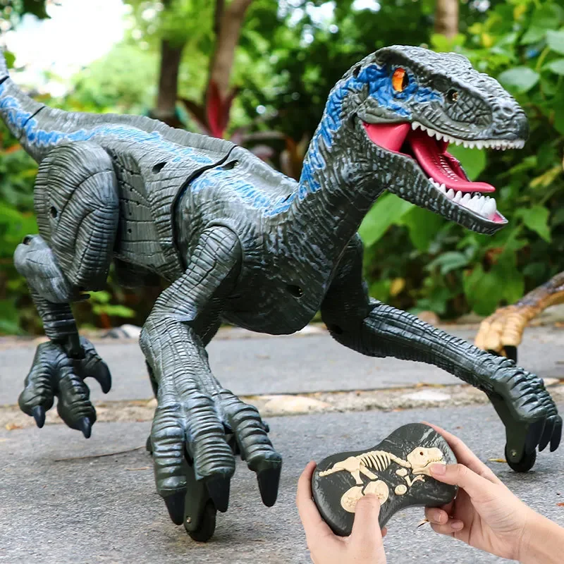 Fernbedienung Dinosaurier Spielzeug Kinder RC elektrische Walking Jurassic Dinosaurier Simulation Velociraptor Spielzeug mit LED-Licht und Brüllen