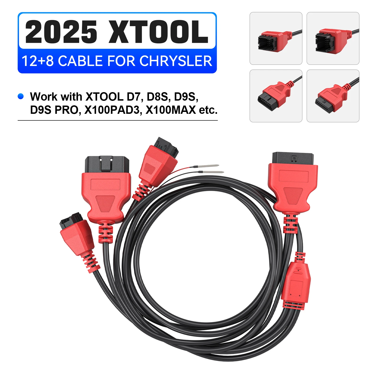สายอะแดปเตอร์ XTOOL 12+8 สำหรับ FCA สำหรับเชื่อมต่อ Chrysler OBD2 แบบ 12 ขา ถึง 8 ขา/ 16 ขา + 32 ขา สายวินิจฉัยสำหรับ Nissan