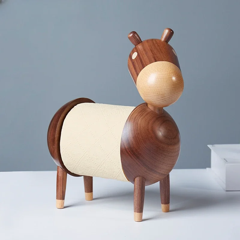 

Wooden Wooden Creative Home Gift Solid Wood Little Donkey Cute Cartoon Household Tissue Box Wooden Tissue Holder