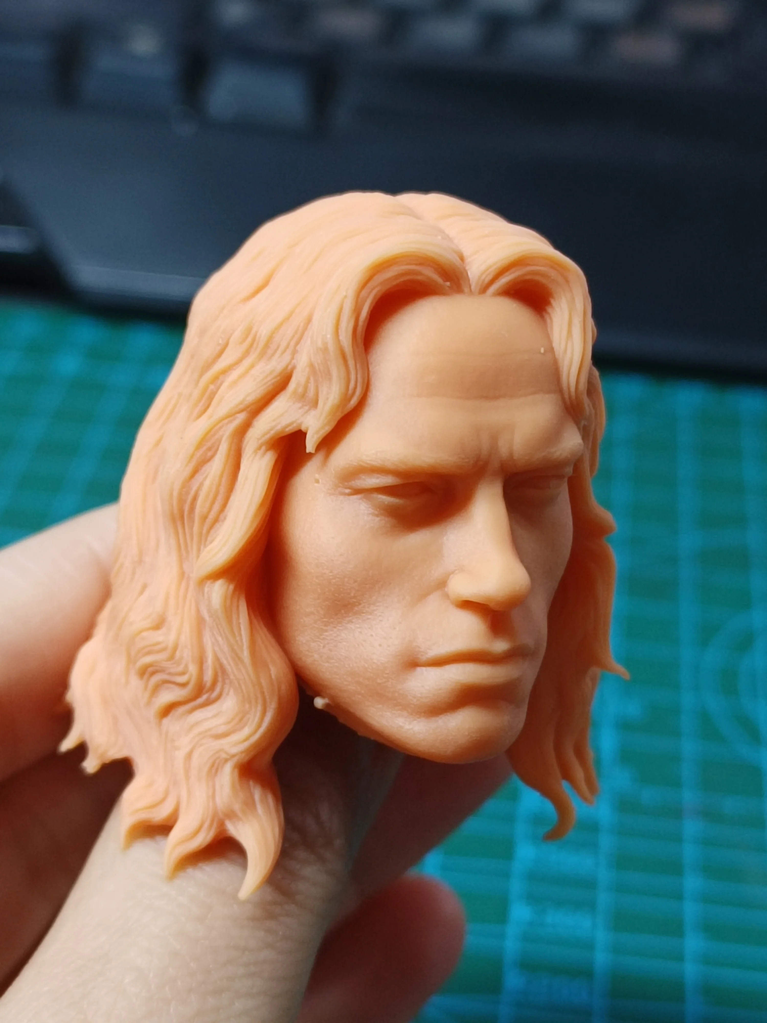 1:6  3D Arnold Schwarzenegger Male  Head Sculpture Carving Long Hair Unpainted Model Fit 12'' Action Figure Body Model Toys