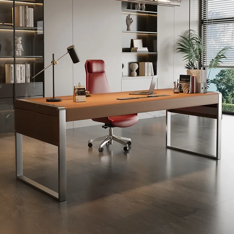 Office Desks And Workstations Study Table Light Luxury And High End Saddle Leather Room Desks Computer Desk Room Offices