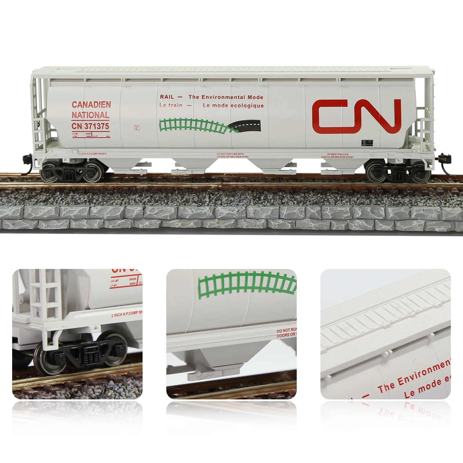 Evemodel Wagons 1pc Model Trains HO Scale 1:87 4-Bay Covered Grain Hopper Car Rolling Stock C8744