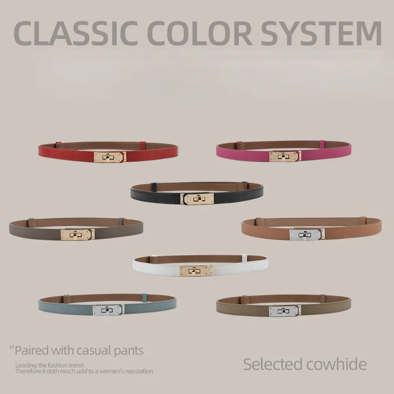 

fashion women leather belt Waist Belt with Adjustable Gold Turn-Lock Buckle