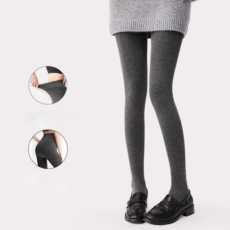 يمكن ارتداؤها من الصوف الشتوي ذو الخيط الرمادي الدافئ عالي الخصر دون تسقط طماق للنساء