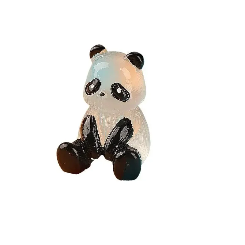 5Pcs/Set Luminous Panda Micro Landscape Ornament Mini Figurines Miniature Panda Glowing in Dark Panda Garden Flower Potted Decor