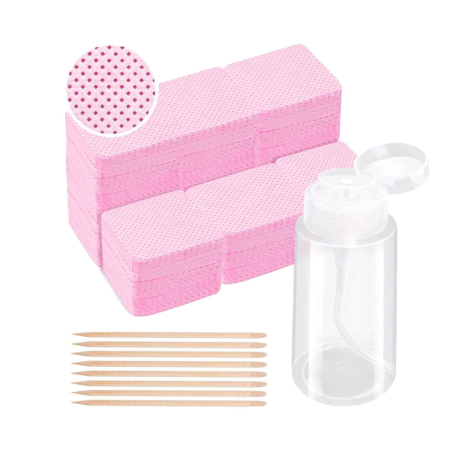 1080PCS Lint Free Nail Gel Polish Remover Wipes with Press Nail Remover Bottle Wooden Nail Stick Removal Accessories Tool