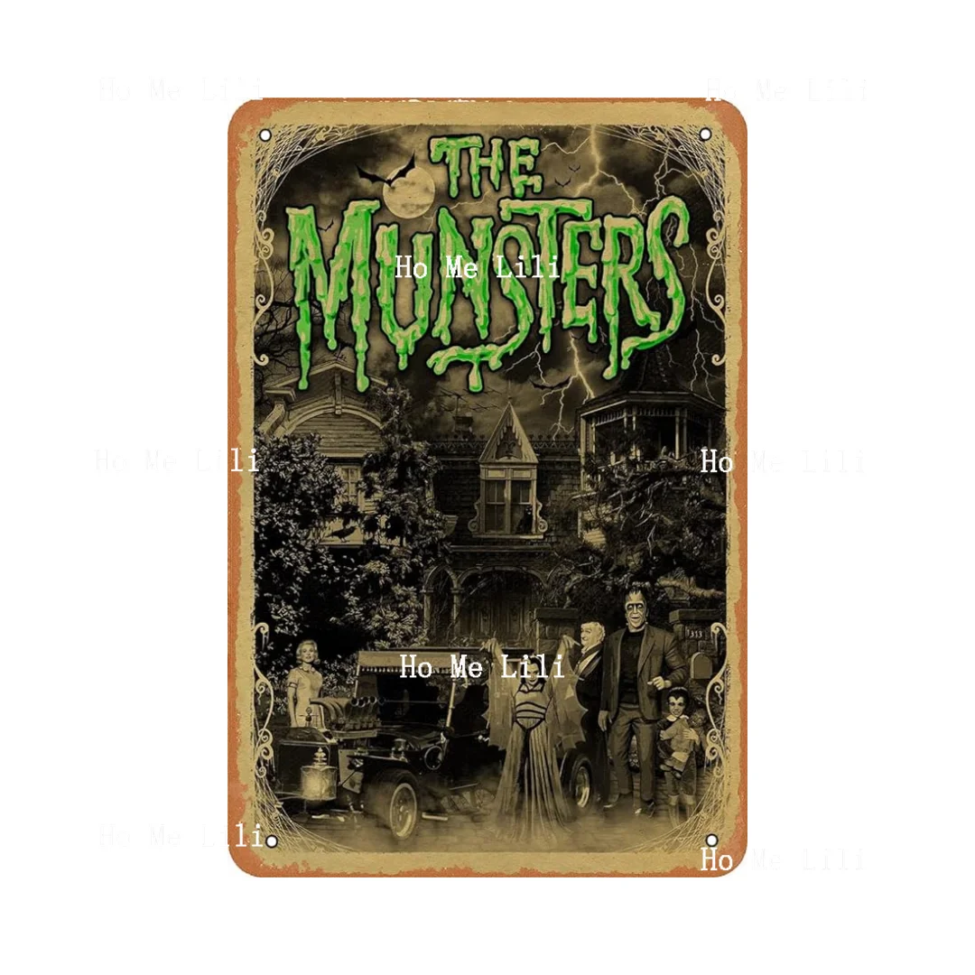 The Munsters Tv Show Poster Vintage Wall Art Home Decor Tv Show Metal Tin Sign