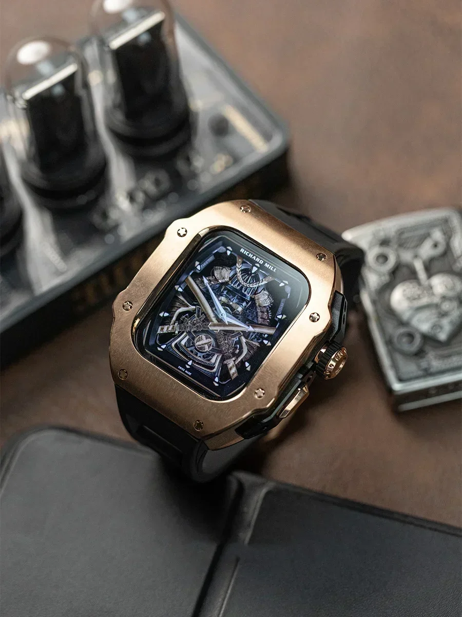 Stainless Steel Modification Kit For Apple Watch Ultra 2 1 49mm 9 8 7 6 5 4 SE 44MM 45MM Case Sport Band iWatch Rubber Refit Mod