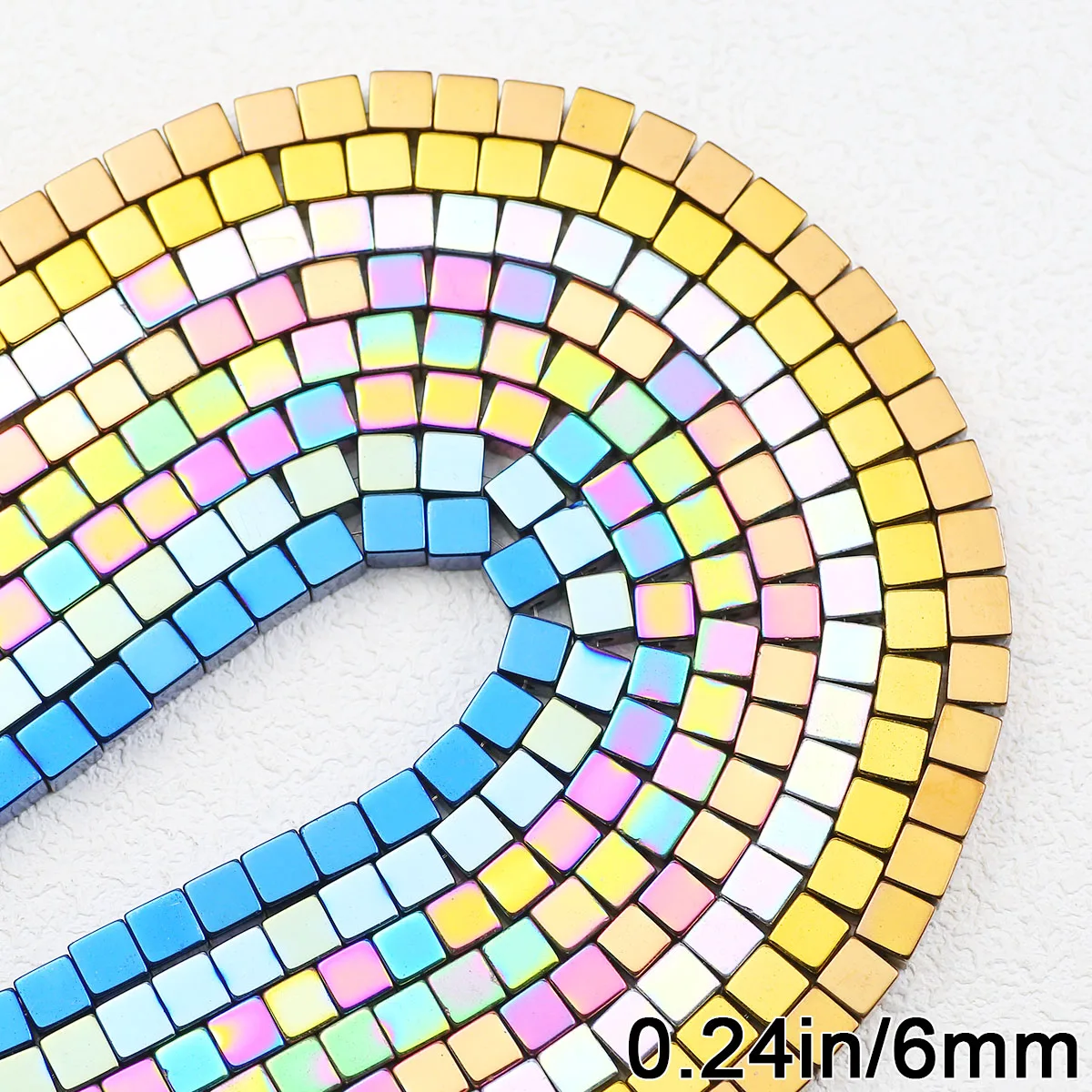 Bunte kubische Hämatit-Natursteinperlen, quadratisch, lose Perlen, 15 Zoll, 6 mm, für Schmuckherstellung, DIY-Armband, Halsketten, Bastelbedarf