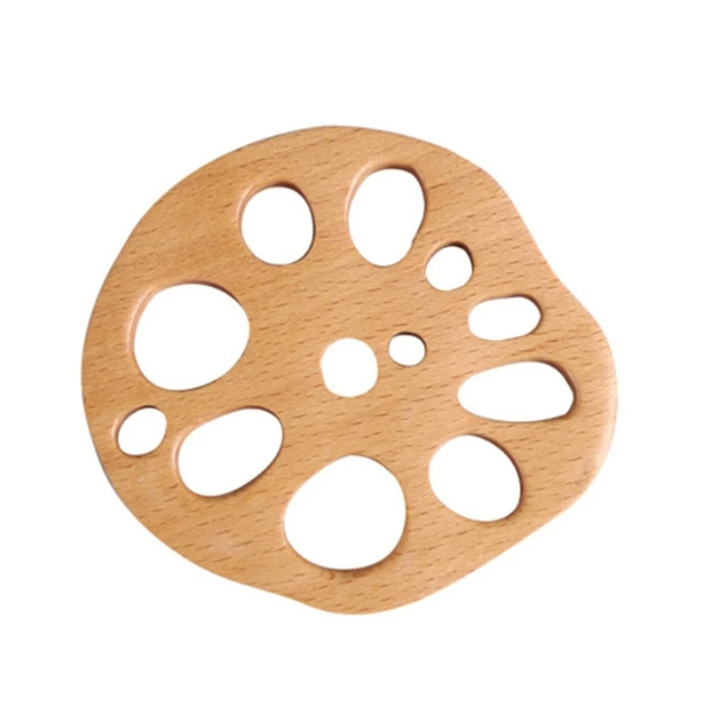 Unique Lotuses Root Slices Beechwood Trivet Nonslip Cup Pad Heat Insulating Mat For Beverages Container Q5WC