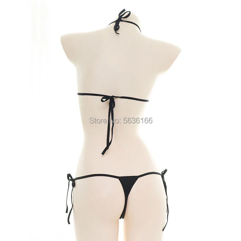 Sexy Bikini Small Cups SexyCute cat paw print Underwear suits Fit Wide Range of Sizes Cotton Black White Micro Lingerie