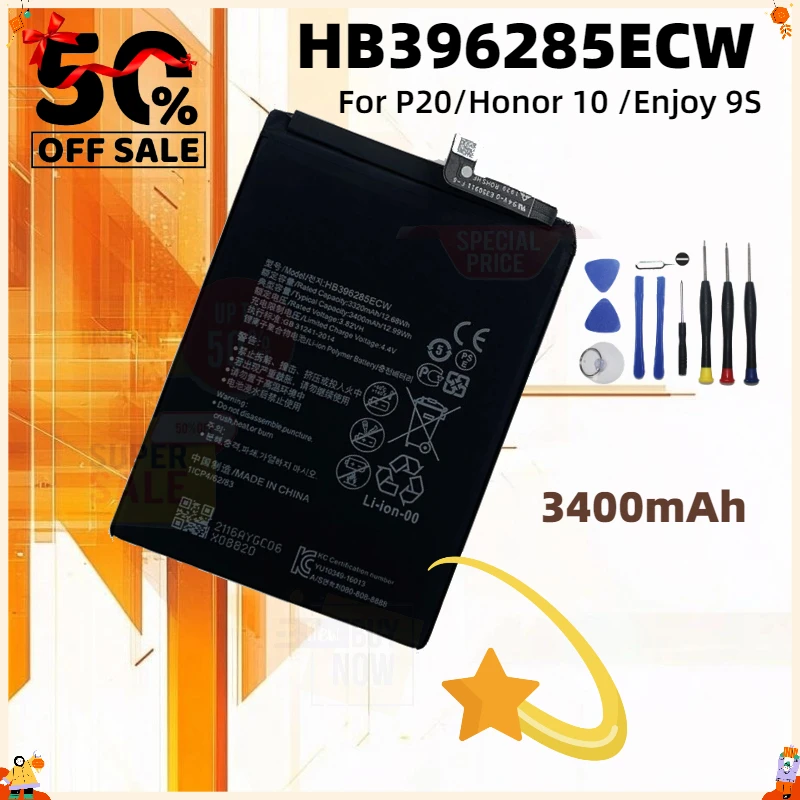 

3400mAh HB396285ECW Phone Battery for Honor 10 Honor 20 Lite HRY-LXIT HRY-LX2 HRY-LX1 HRY-LXIMEB HRY-ALOO INHRY-ALO0a Enjoy 9s