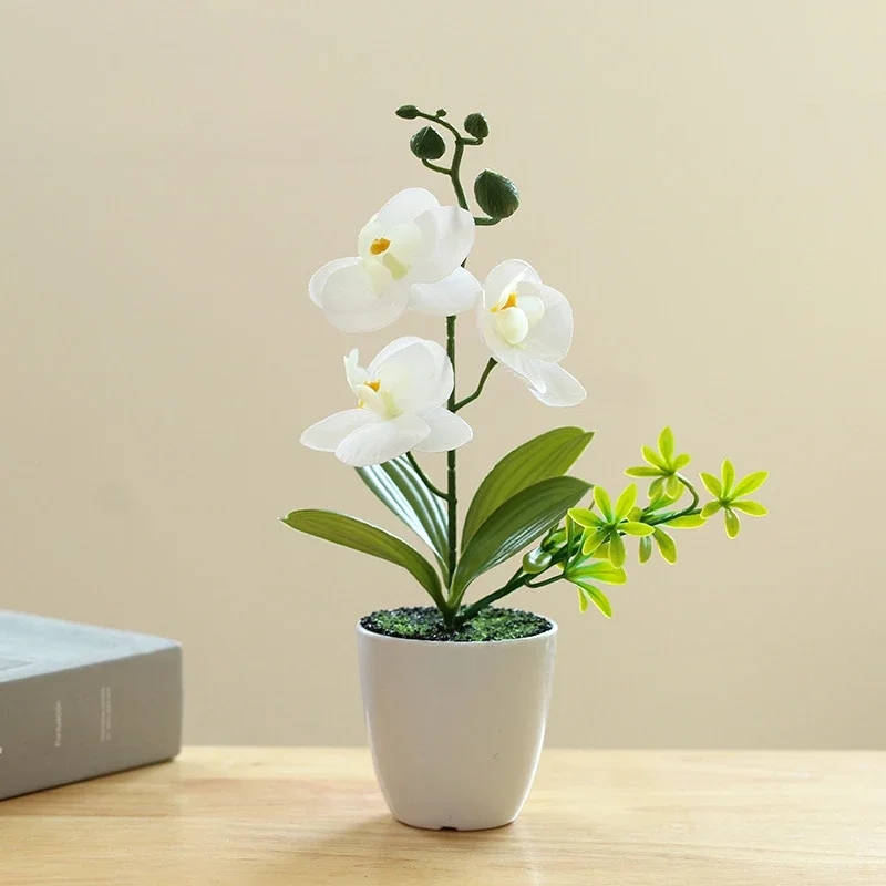 

Party Decoration Phalaenopsis Bonsai Three Flower Film Simulation Flower Creative Artificial Home Decoration Pot Mother's Day