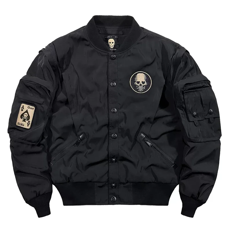 Spring Tactical Bomber Jackets Skull Embroidery Baseball Windbreaker HipHop Streetwear Male Coats Techwear Men's Clothing Unisex