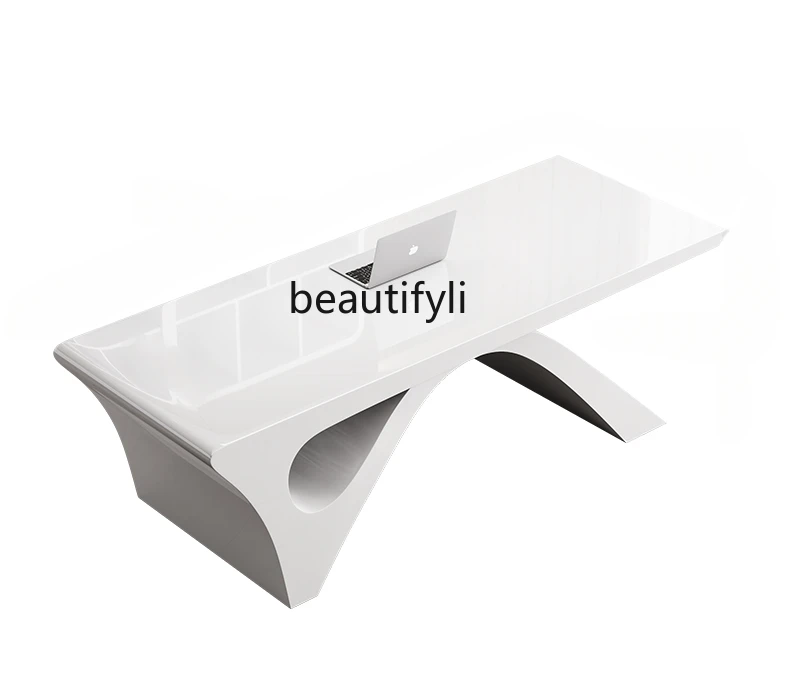 

Light Luxury Paint Boss Desk Simple Modern White Negotiation Manager Desk Beauty Salon Medical Beauty Consultation Table