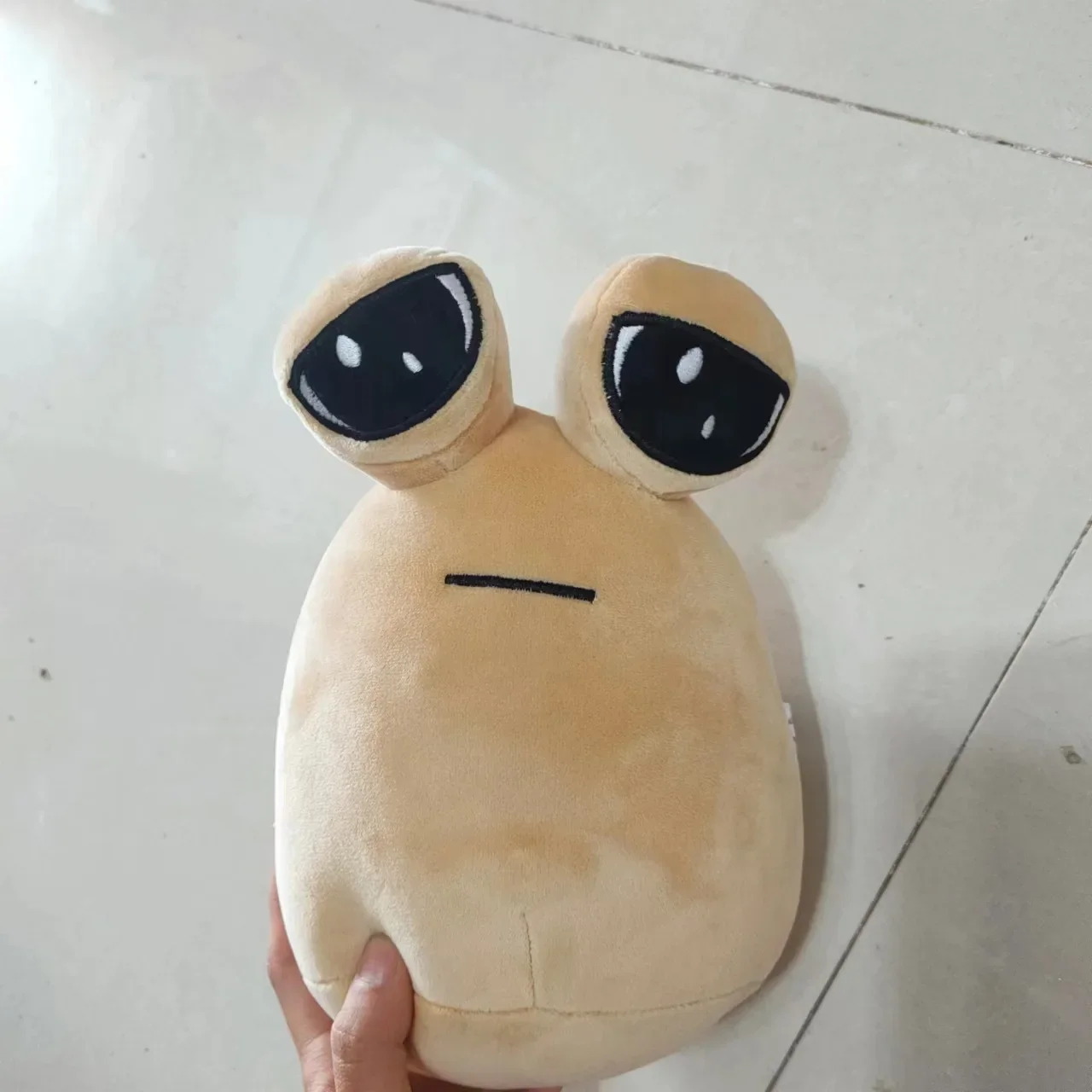 8.6inch/22cm Pou Alien Plush Pink Smiling Face Plush Toy Furdiburb Emotion Alien Big Eyes  Plushie Stuffed Animal Pou Doll