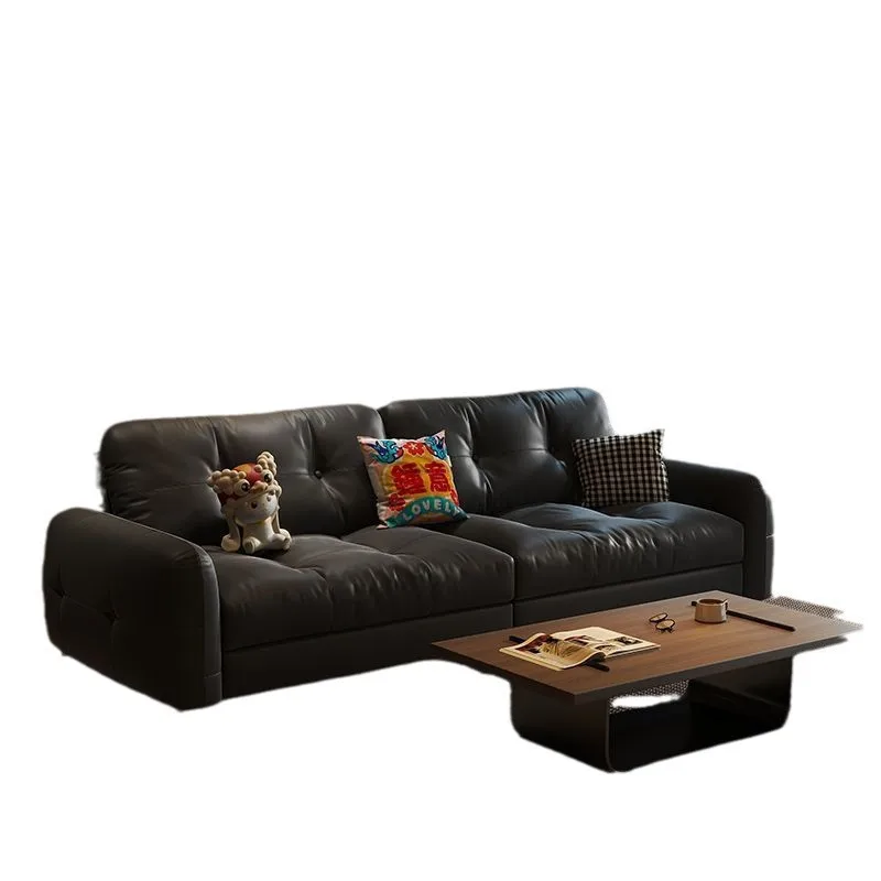 

Modern, minimalist, leather art, sofa, Italian style, light luxury, minimalist, home, living room