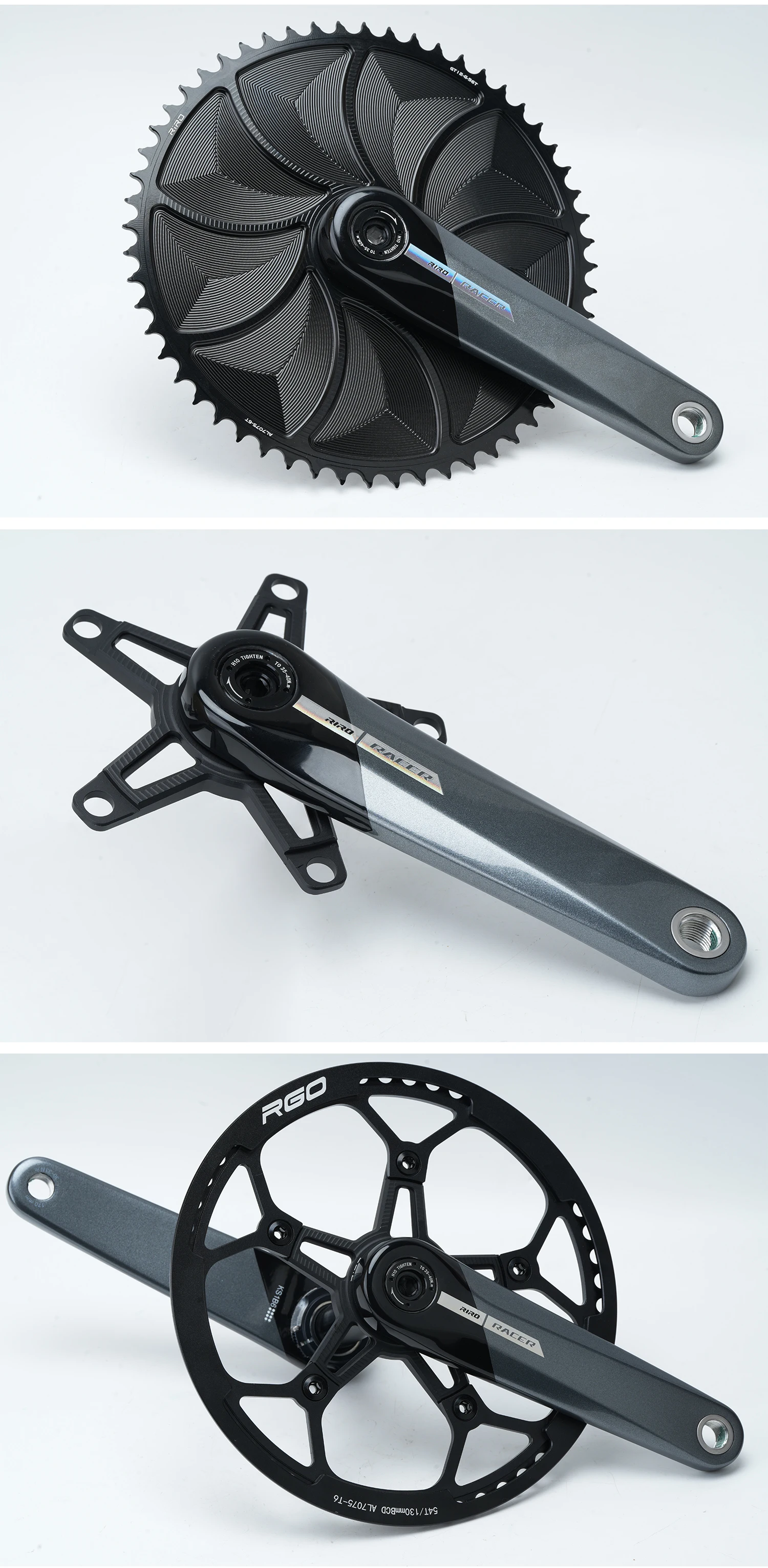 RIRO KSB Carbonfaser-Kurbelgarnitur für Rennrad/Klapprad, 24mm Spindel, 3-Bolzen-Direktmontage, kompatibel mit Leistungsmessern. – Detail 19