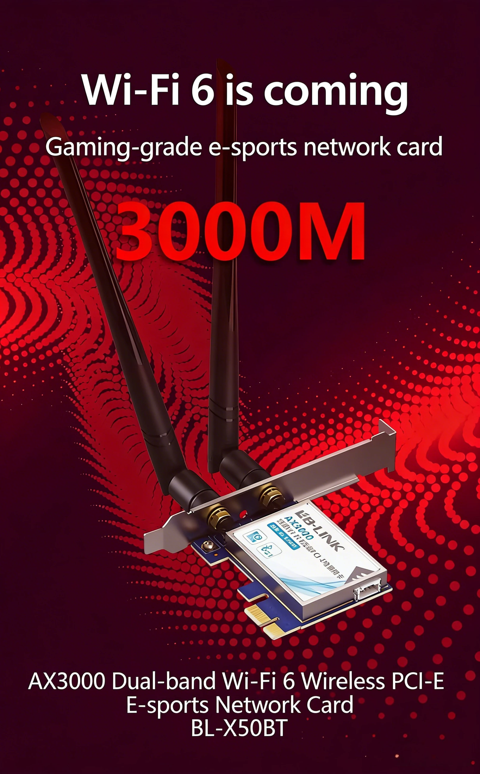 

AX3000 WiFi6 Gaming Network Card Dual Band 2.4G 5G Gigabit Wireless Network Adapter for Desktop PC Fast Internet Connectivity