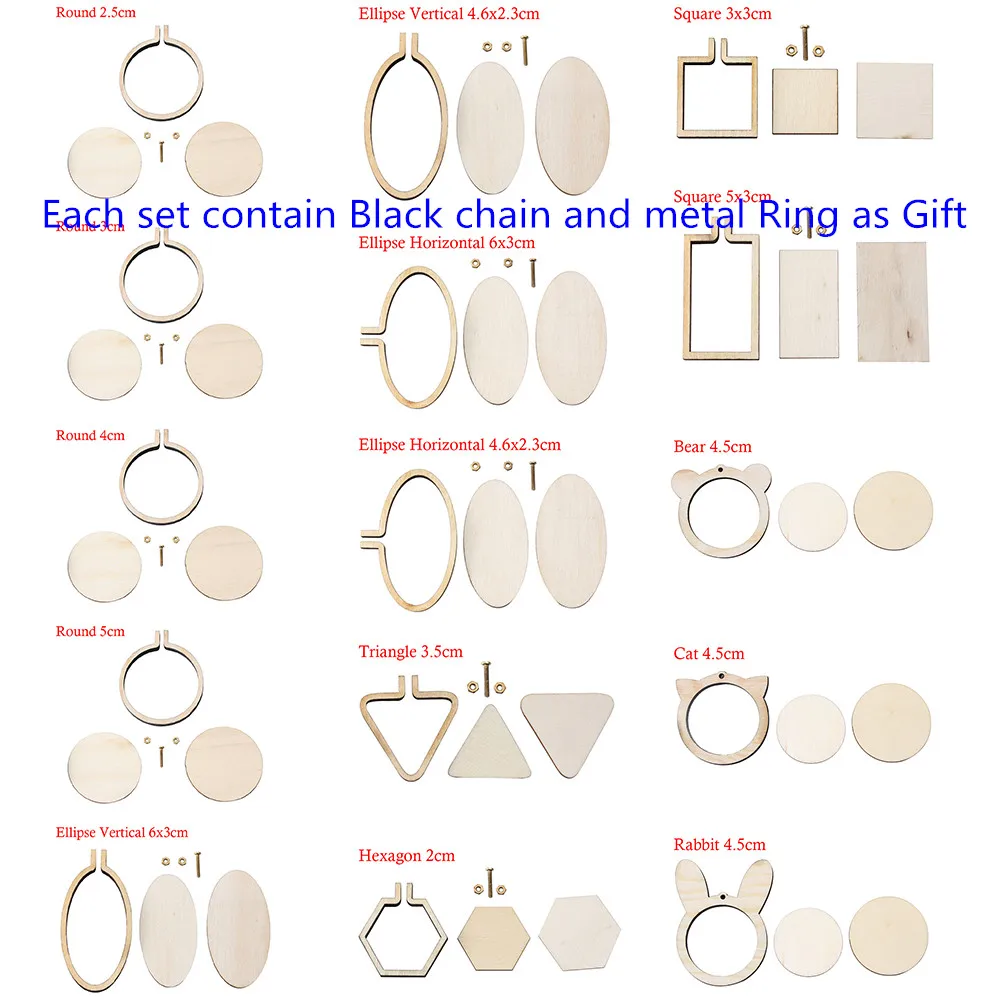 Mini Wood Embroidery Hoop Pendant Laser Cut Embroidery Frame Tiny Stitching Jewelry Hoop For Necklace Oval And Round