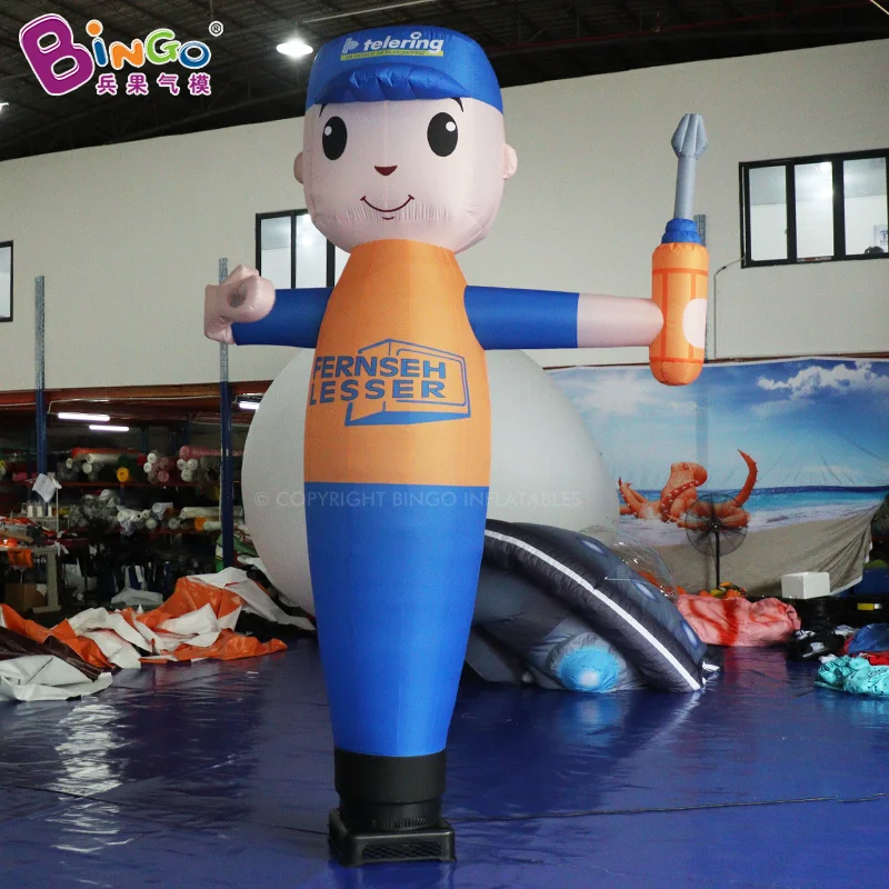 Exquisite Inflatable 3mH Repairman Model Blow Up Character Cartoon For Repair Shop Decorations- Toys