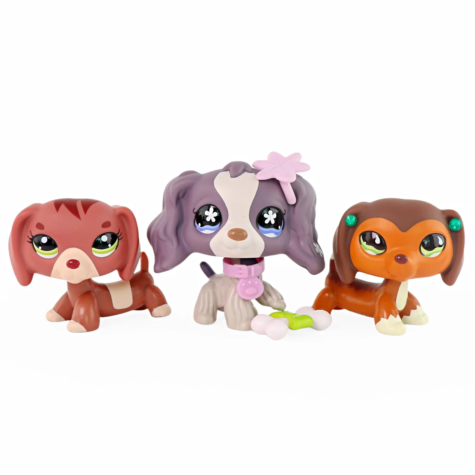 

3 pcs Minilpsshop Big Eyes Bobble Head Toys Cocker Spaniel #672 Dachshund #3601 #675 Gifts for Children for lps