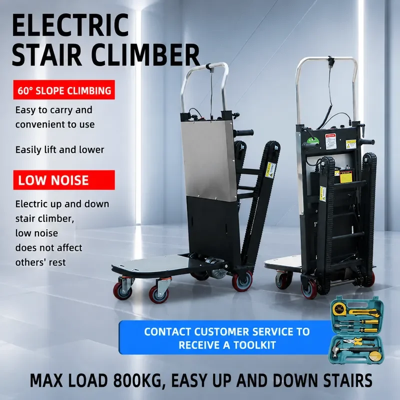 14 Inch Electric Climbing Machine for Construction Site Hand Push Loader Electric Truck for Pulling Goods Upstairs