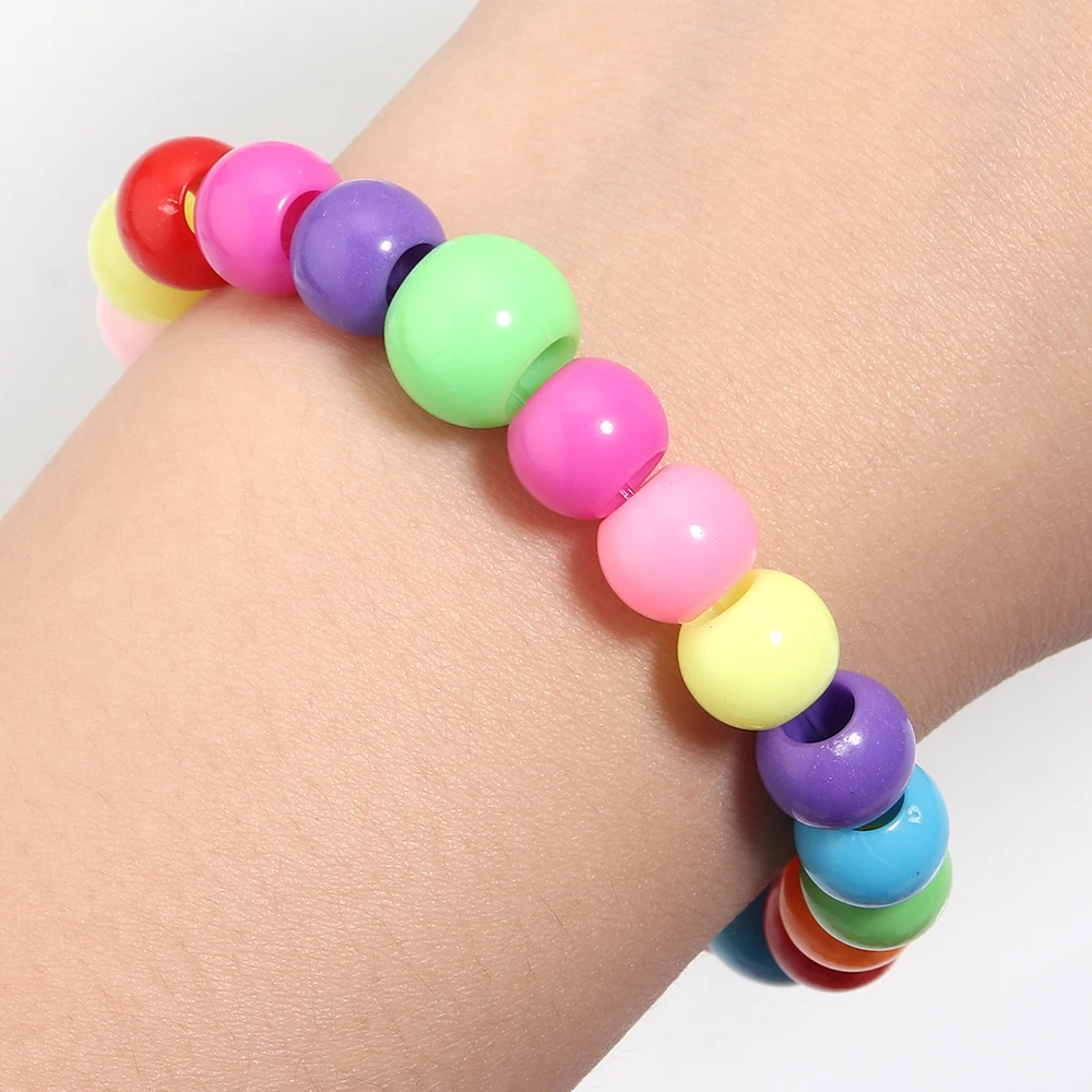 50 шт., бусины «Пони», акриловые бусины для волос с большими отверстиями, ручная работа для изготовления ювелирных изделий, браслеты «сделай сам», ожерелье, подарочные аксессуары